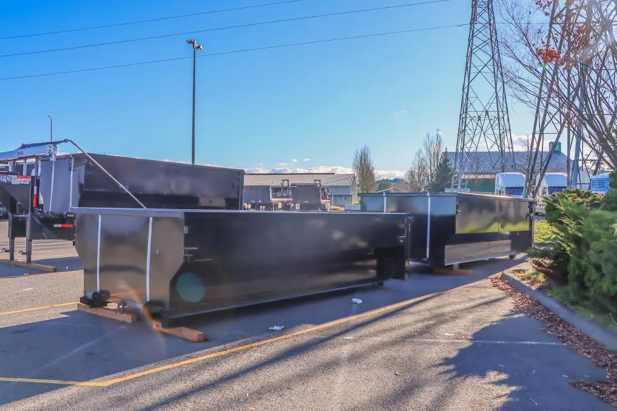 Roll-off dumpster ready for waste disposal at job site for Roll Off Dumpster Rental in Thompson